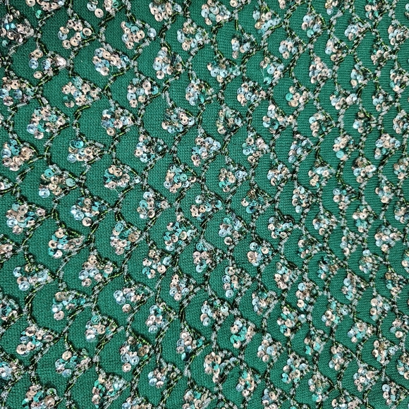 Vintage Cyn Les 100% wool green top sleeveless beaded sequin sweater festive - Picture 9 of 9